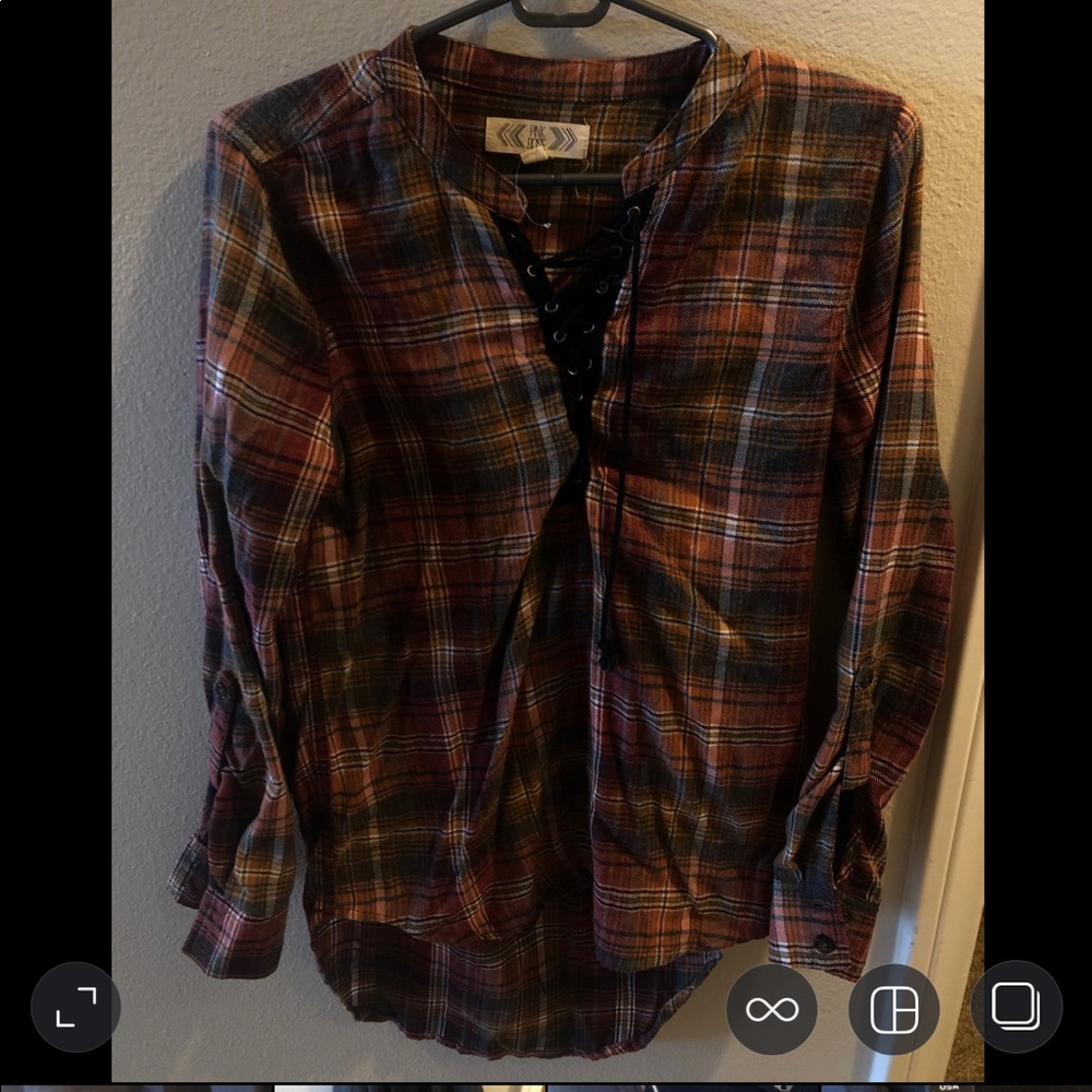 Flannel Tie Front Shirt